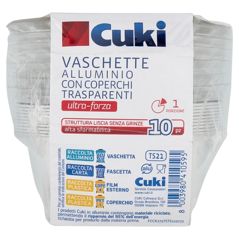 Cuki Conserva e Cuoce Vaschette Alluminio con Coperchi ultra-forza 8cm 10 pz